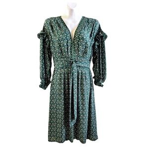 Max Studio Green Ditsy Floral Midi Dress Size Medium